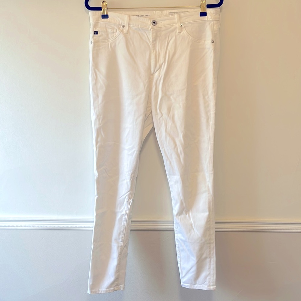 Anthropologie, high-rise, white jeans